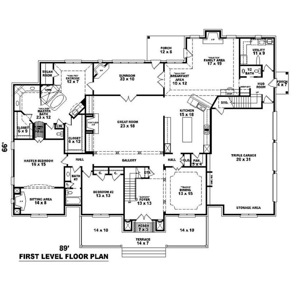 Floor Plan First Story of Luxury Plan #170-1016